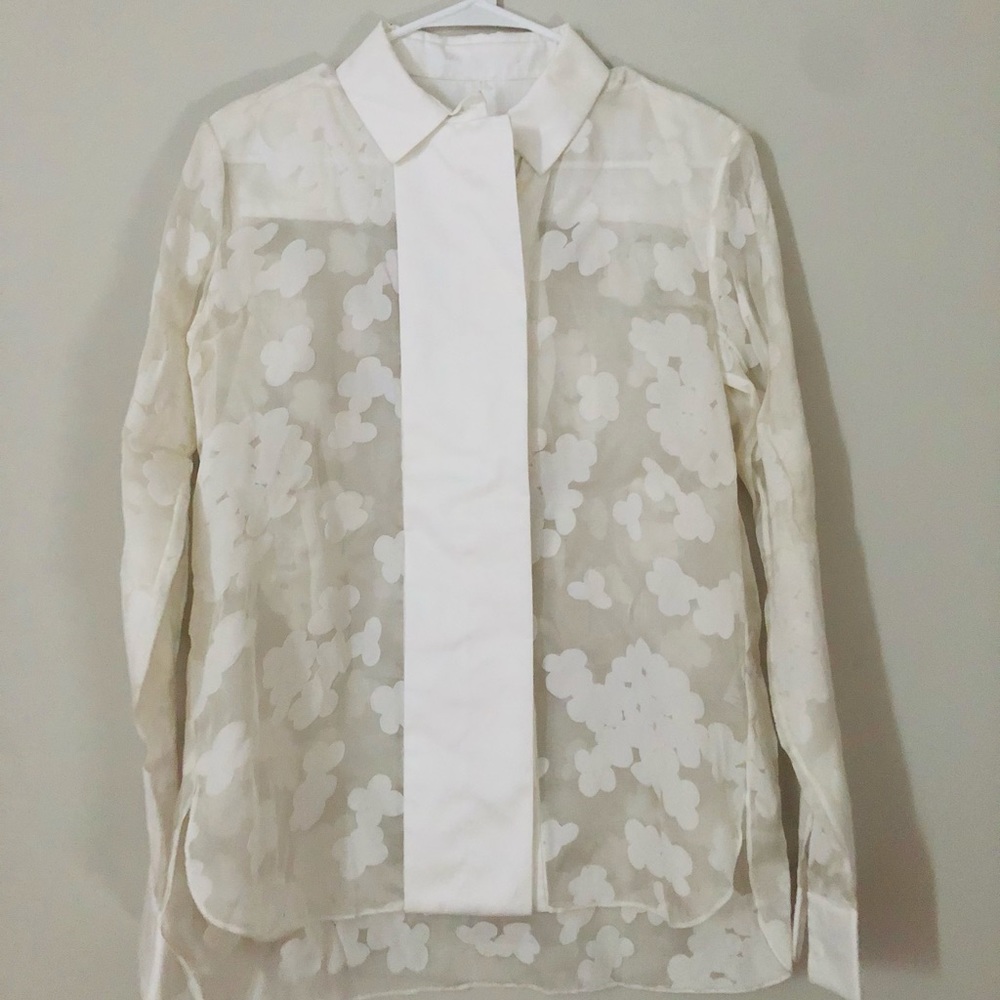White floral button down
